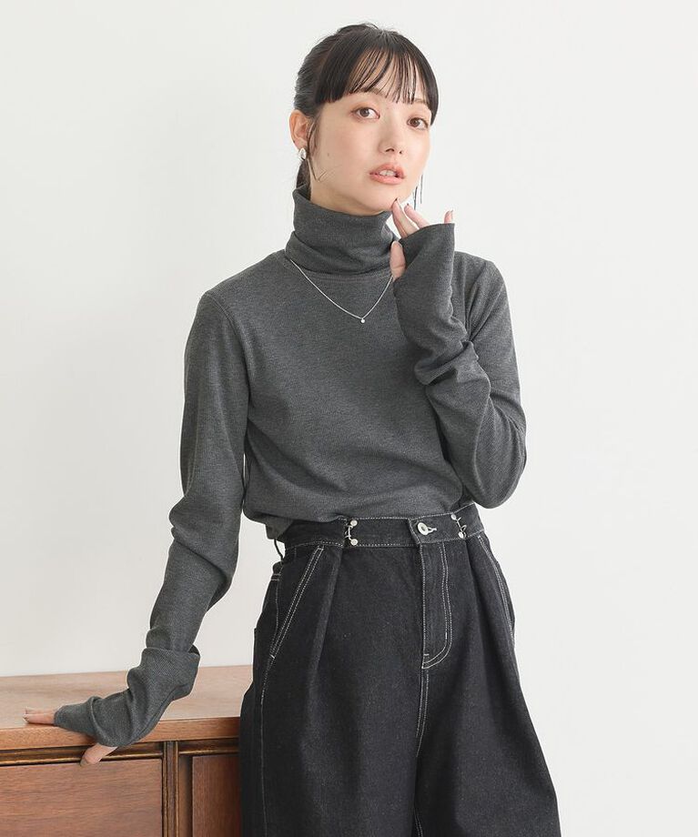 earth music&ecology「リブタートルネックプルオーバー」|Tシャツ・カットソー|