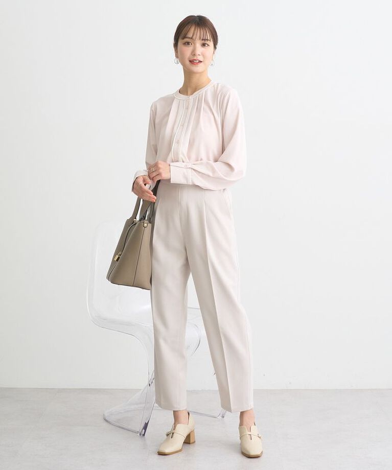 earth music&ecology「バイカラータックブラウス　25SS オフィス 春 夏」|シャツ・ブラウス|