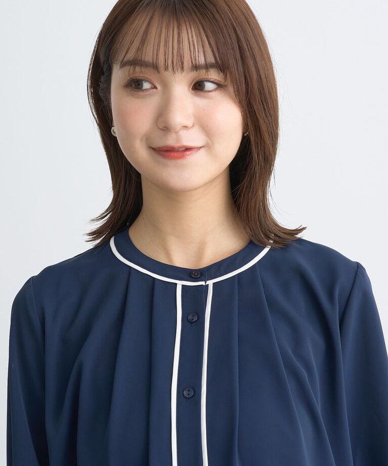 earth music&ecology「バイカラータックブラウス　25SS オフィス 春 夏」|シャツ・ブラウス|