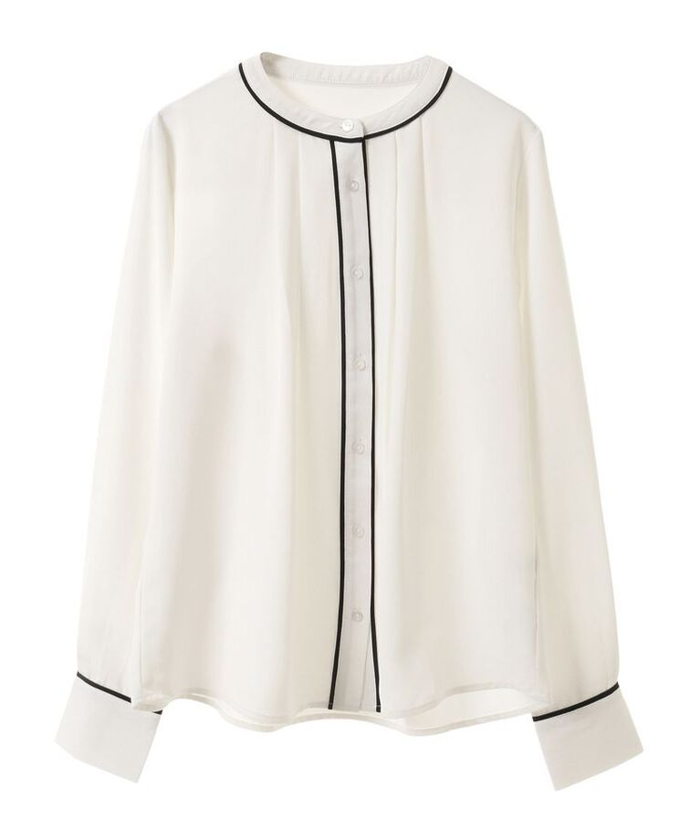 earth music&ecology「バイカラータックブラウス　25SS オフィス 春 夏」|シャツ・ブラウス|