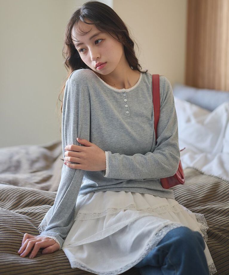 earth music&ecology「アイレットジャカードタイトプルオーバー」|Tシャツ・カットソー|Gray