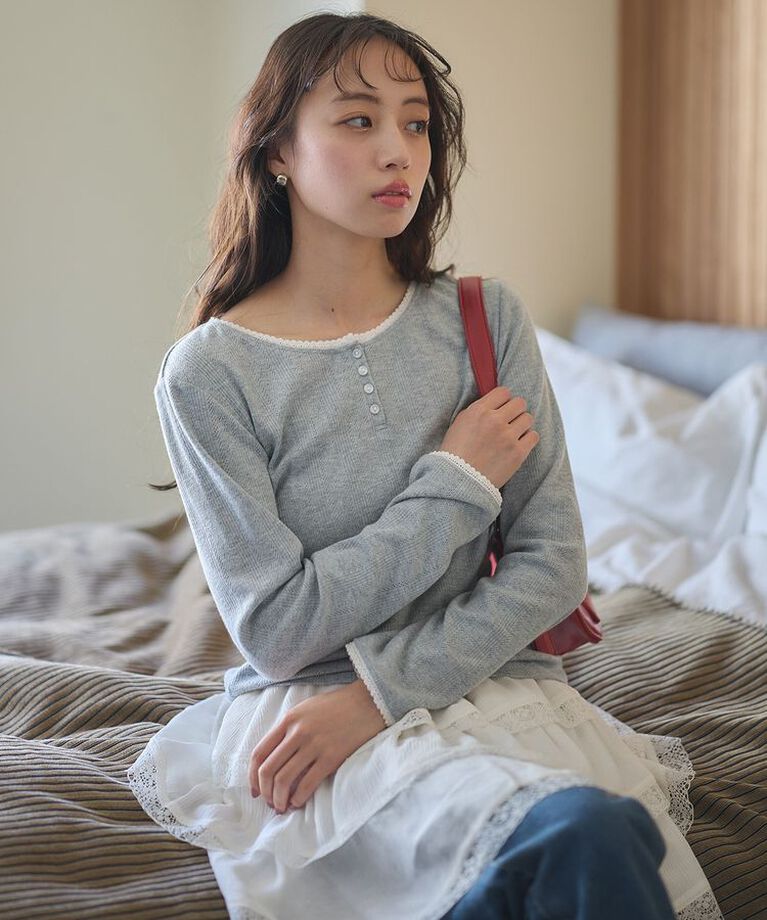 earth music&ecology「アイレットジャカードタイトプルオーバー」|Tシャツ・カットソー|