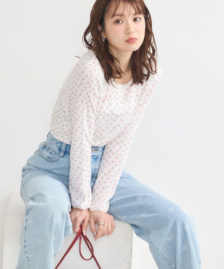 earth music&ecology「アイレットジャカードタイトプルオーバー」|Tシャツ・カットソー|