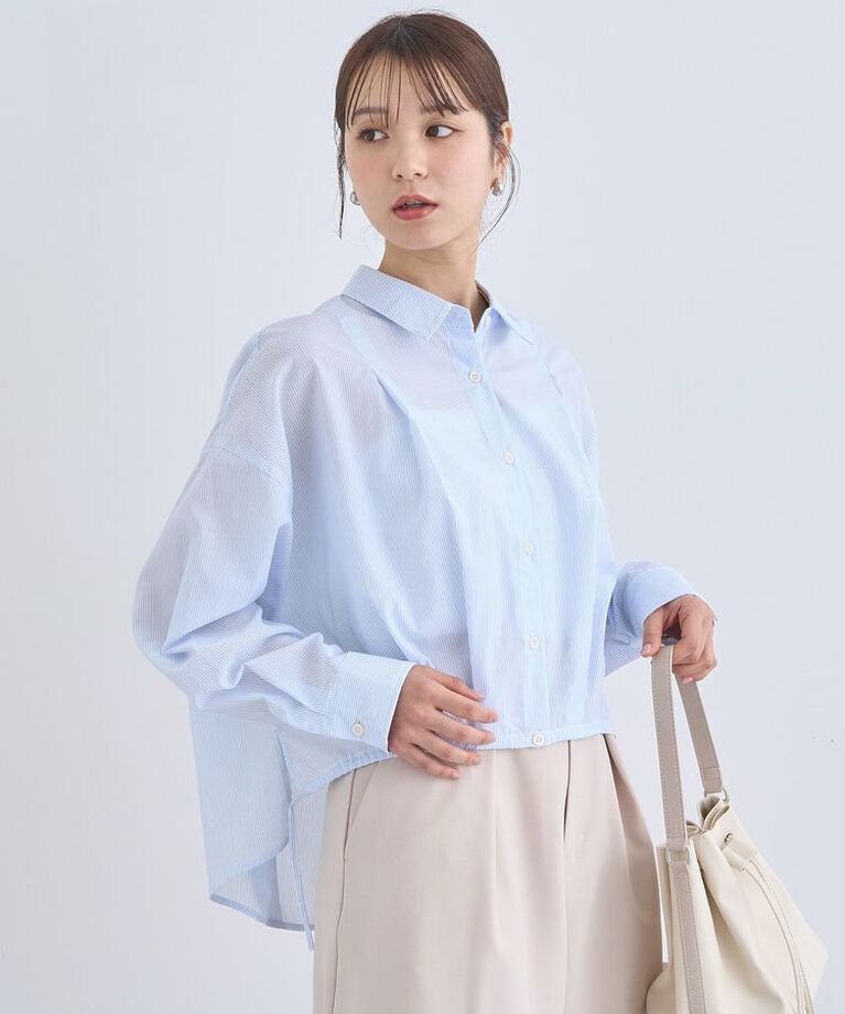 earth music&ecology「TRキュプラドロスロシャツ　25SS 接触冷感 洗濯機洗い可 春 夏」|シャツ・ブラウス|ストライプホワイト