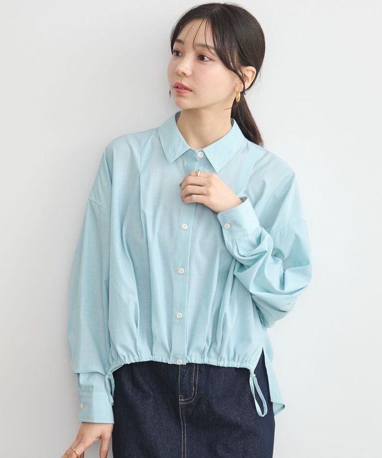 earth music&ecology「TRキュプラドロスロシャツ　25SS 接触冷感 洗濯機洗い可 春 夏」|シャツ・ブラウス|ストライプグリーン