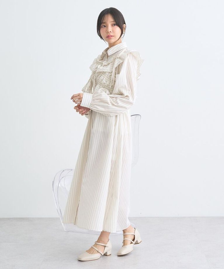earth music&ecology「SET2点シャーリングビスチェ+シャツワンピース」|ワンピース|