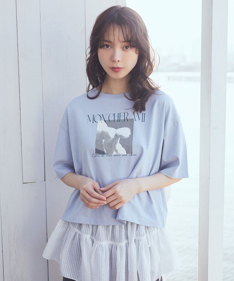 earth music&ecology「PhotoショートT　25SS 接触冷感 洗濯機洗い可 夏」|Tシャツ・カットソー|