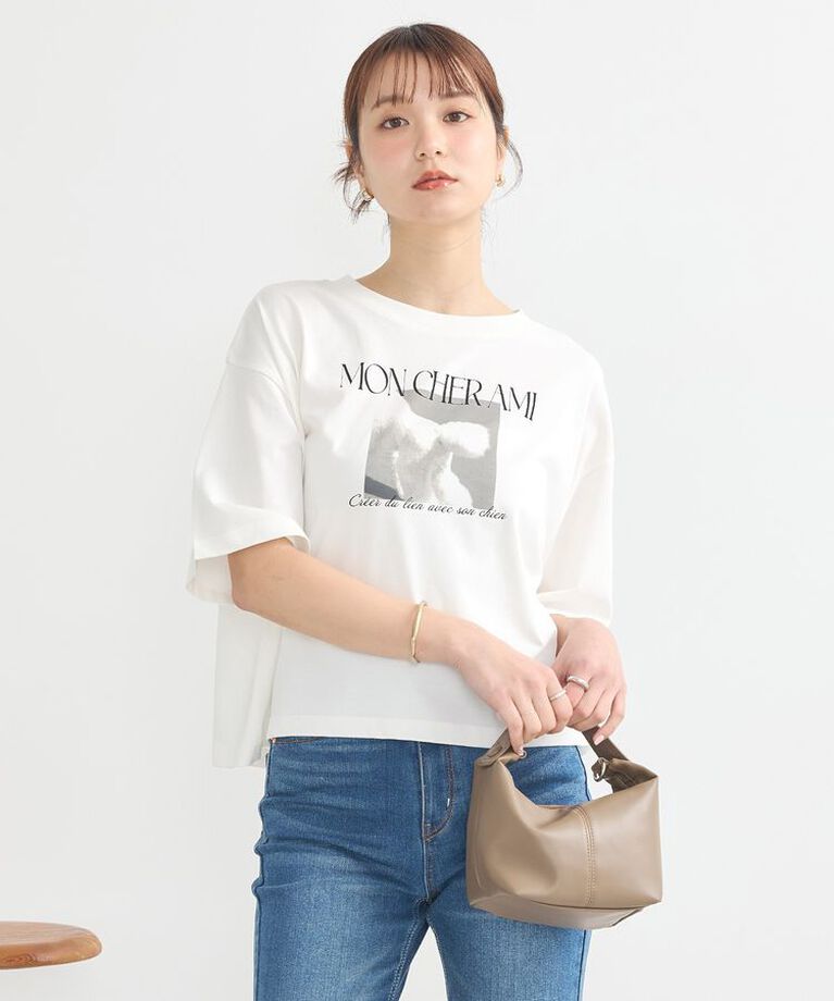 earth music&ecology「PhotoショートT　25SS 接触冷感 洗濯機洗い可 夏」|Tシャツ・カットソー|