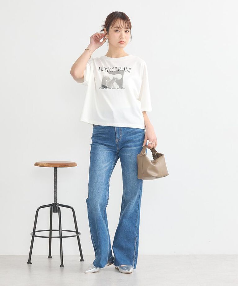 earth music&ecology「PhotoショートT　25SS 接触冷感 洗濯機洗い可 夏」|Tシャツ・カットソー|