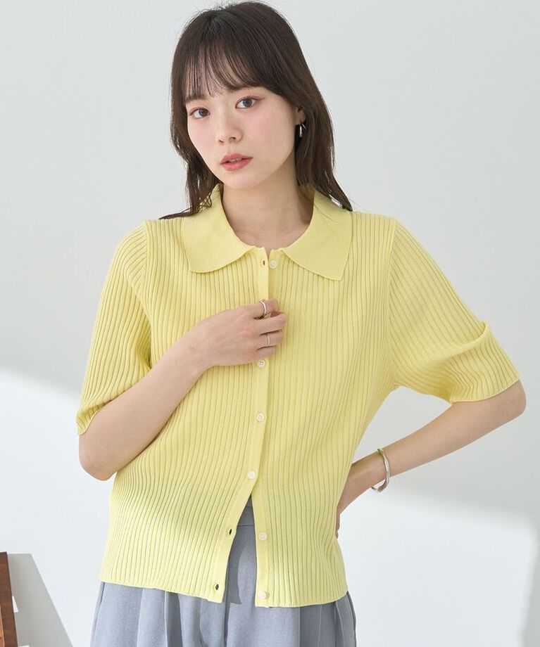 earth music&ecology「リブニットカーディガン」|カーディガン|Yellow