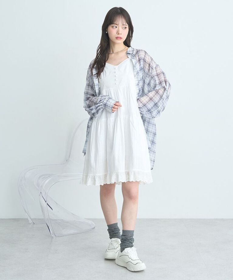earth music&ecology「コットンティアードキャミワンピース」|ワンピース|