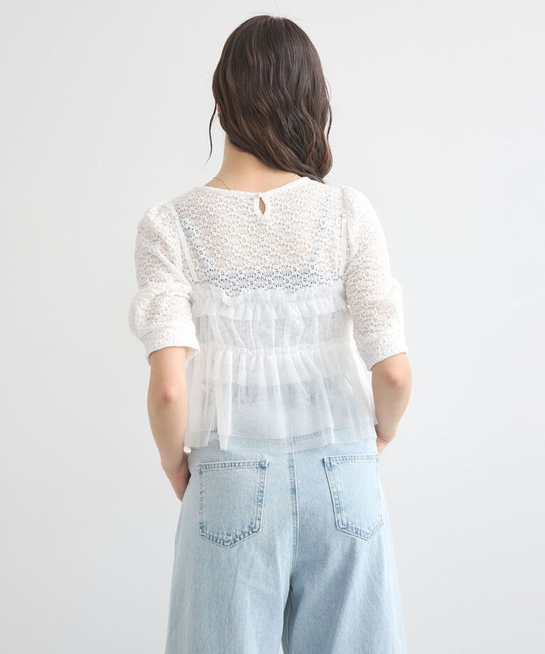 earth music&ecology「SET2点フラワープルオーバー＋チュールビスチェ　25SS　夏」|Tシャツ・カットソー|