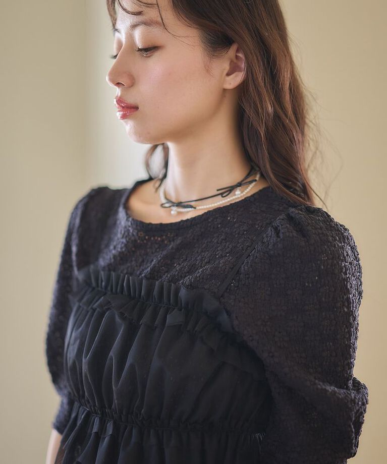 earth music&ecology「SET2点フラワープルオーバー＋チュールビスチェ　25SS　夏」|Tシャツ・カットソー|