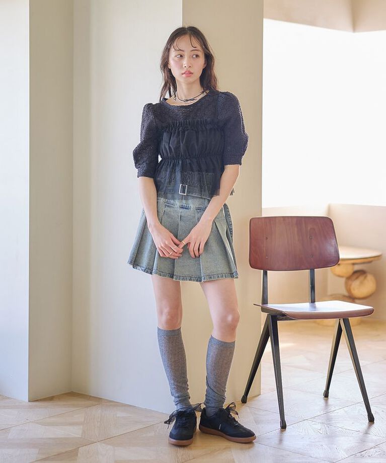 earth music&ecology「SET2点フラワープルオーバー＋チュールビスチェ　25SS　夏」|Tシャツ・カットソー|