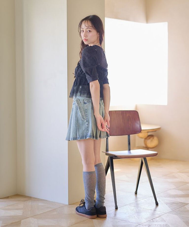 earth music&ecology「SET2点フラワープルオーバー＋チュールビスチェ　25SS　夏」|Tシャツ・カットソー|