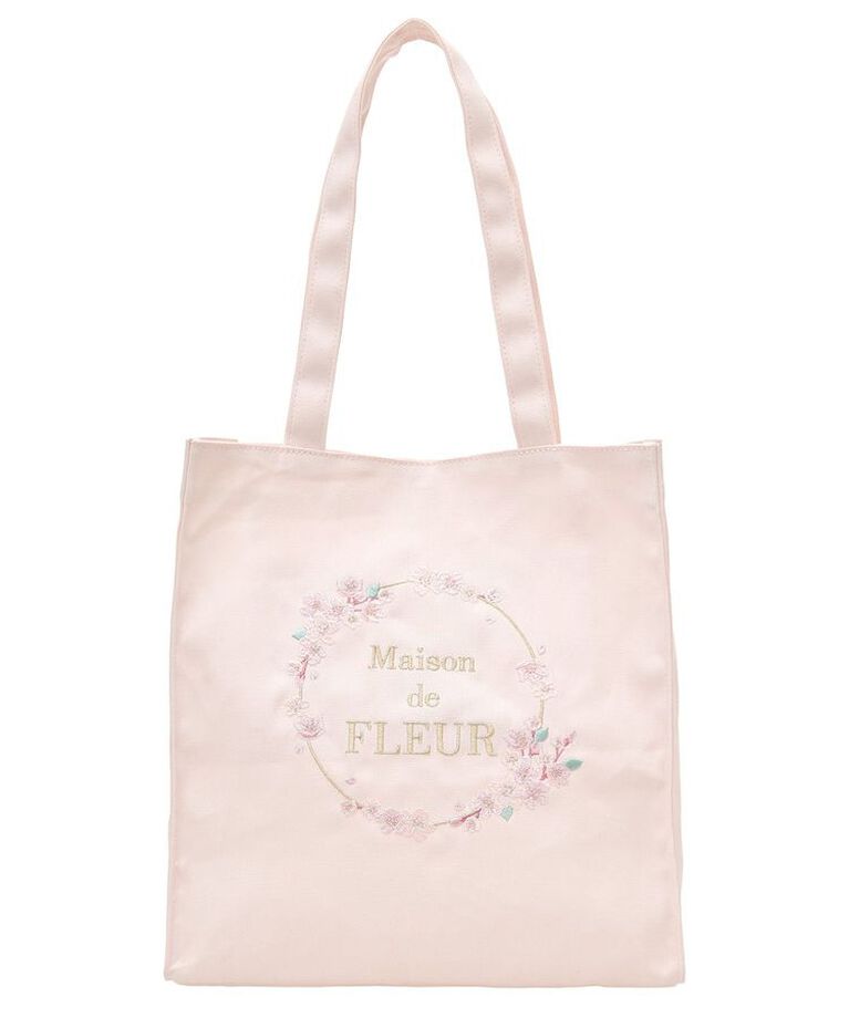 Maison de FLEUR「sakura刺繍スクエアトートバッグ」|トートバッグ|