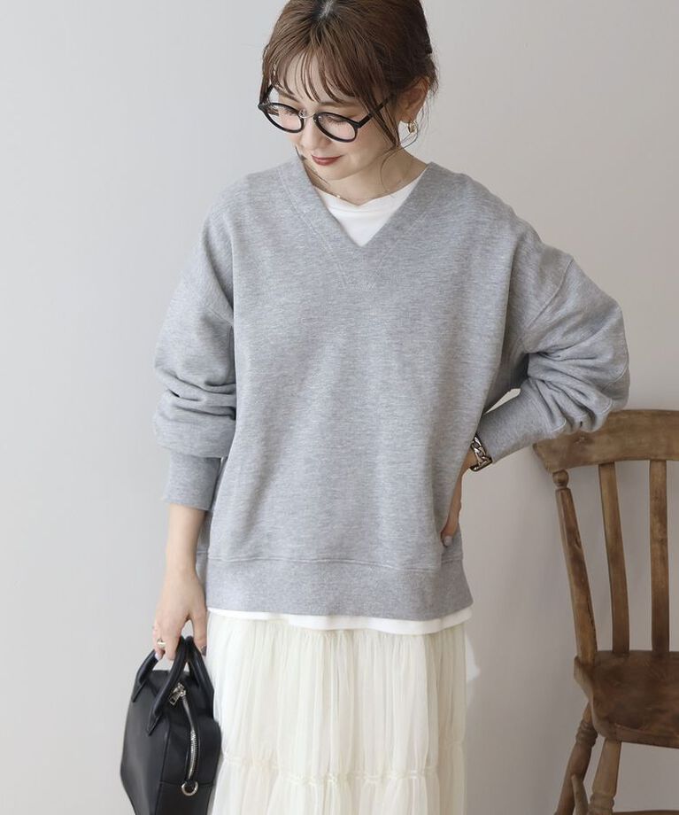 AMERICAN HOLIC「Vネックスウェット」|スウェット・ジャージ|Light Gray Mixture