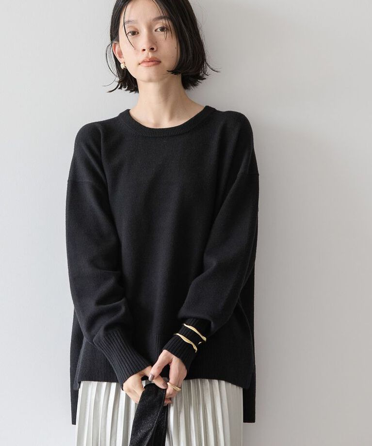 AMERICAN HOLIC「バイパチサイドスリットニットプルオーバー」|ニット・セーター|Black