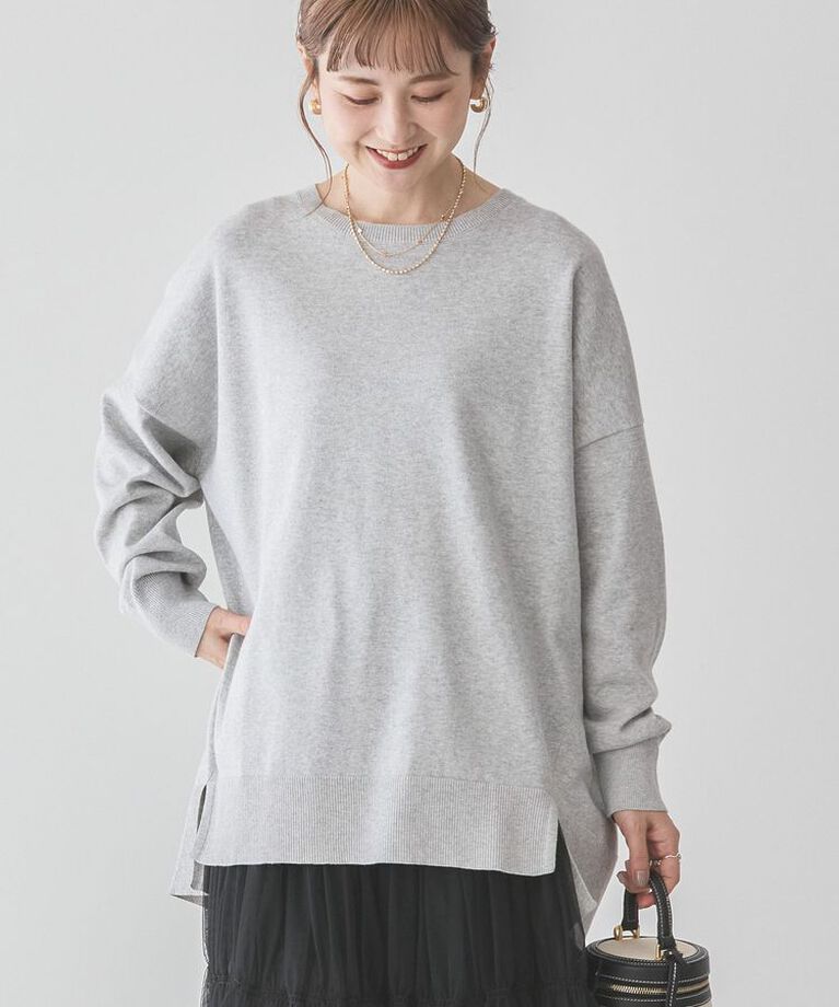 AMERICAN HOLIC「前振りロングニットプルオーバー/チュニック」|ニット・セーター|Light Gray Mixture