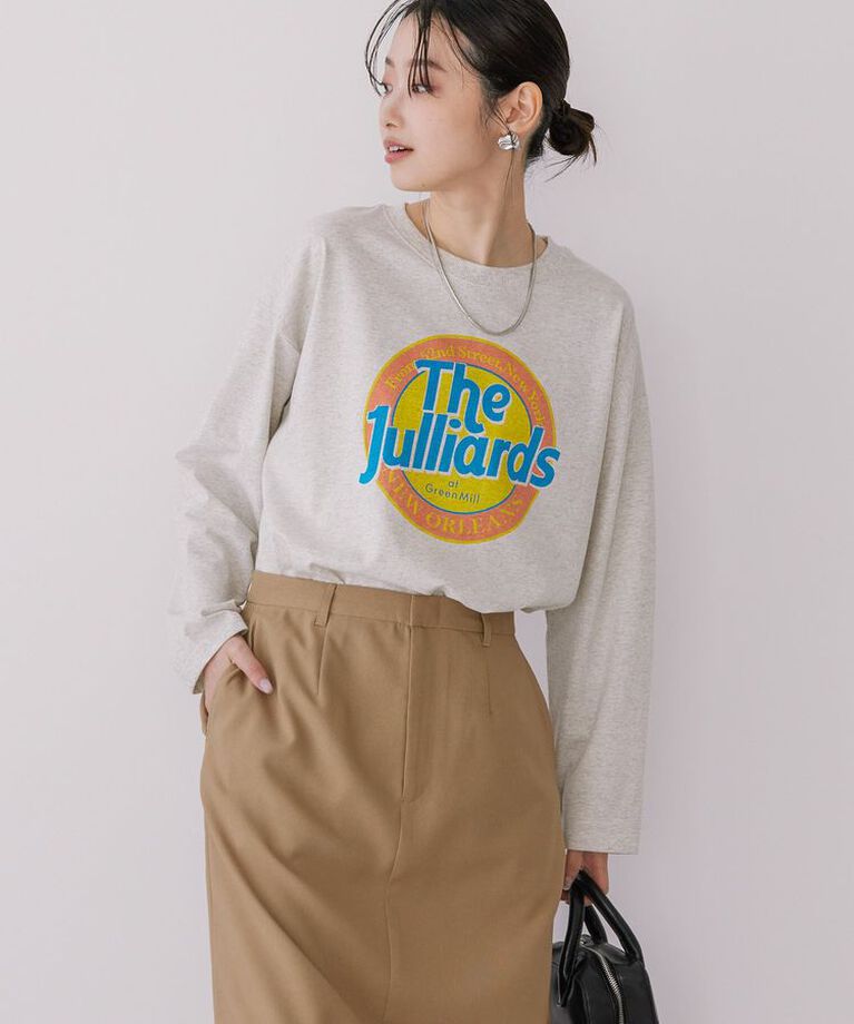 AMERICAN HOLIC「サークルロゴプリントロングTシャツ/チュニック」|Tシャツ・カットソー|Oatmeal