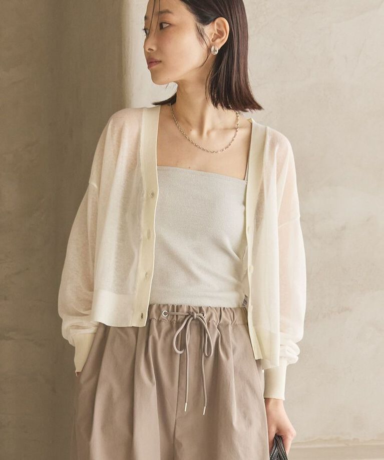 AMERICAN HOLIC「ウォッシャブルショート丈シアーカーディガン」|カーディガン|Ivory