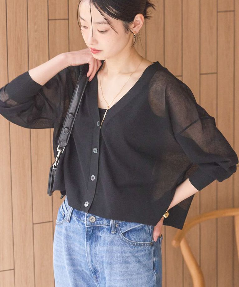 AMERICAN HOLIC「ウォッシャブルショート丈シアーカーディガン」|カーディガン|