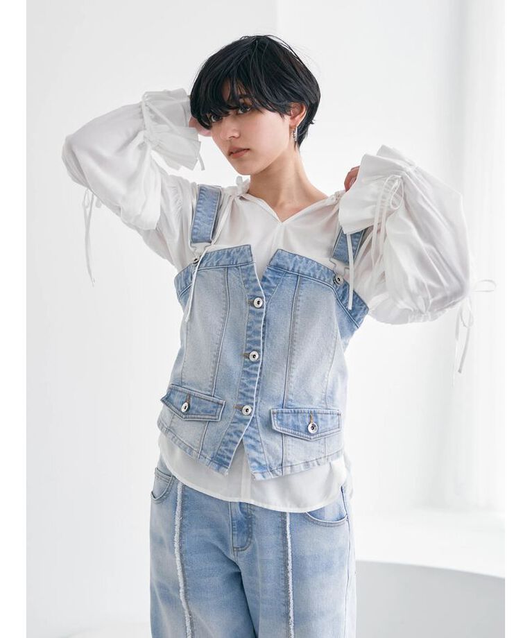 Editt by YECCA VECCA「【ORGABITS】デニムビスチェ」|ベスト・ジレ|Light indigo