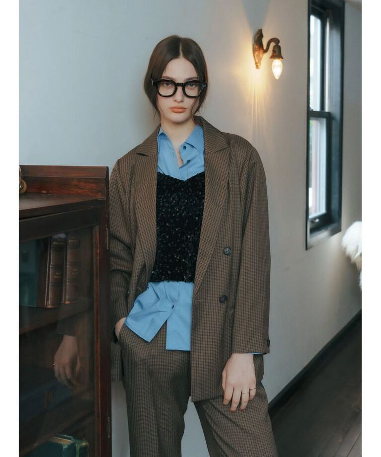 YECCA VECCA「【CLASSY.掲載】チェック柄ロングジャケット」|テーラードジャケット|