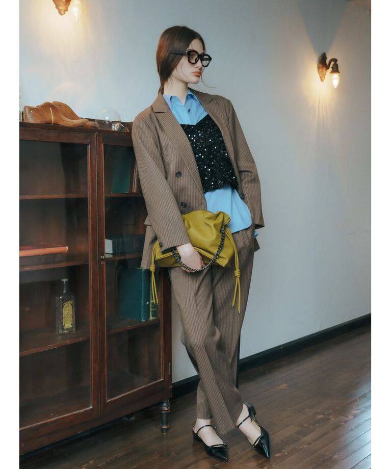 YECCA VECCA「【CLASSY.掲載】チェック柄ロングジャケット」|テーラードジャケット|