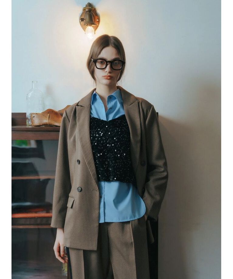 YECCA VECCA「【CLASSY.掲載】チェック柄ロングジャケット」|テーラードジャケット|
