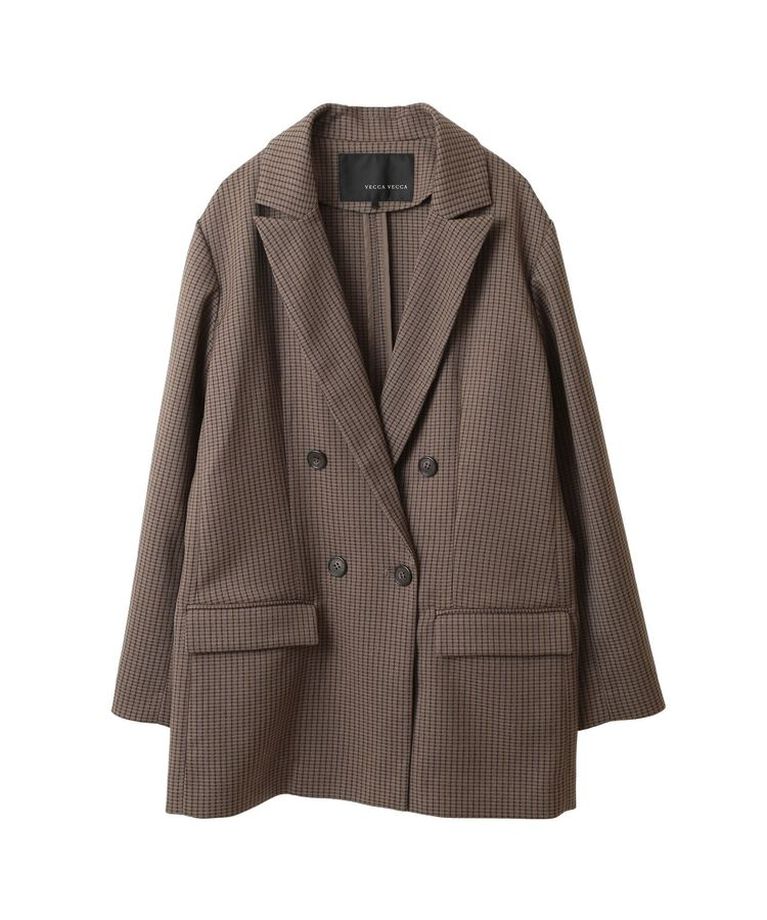 YECCA VECCA「【CLASSY.掲載】チェック柄ロングジャケット」|テーラードジャケット|
