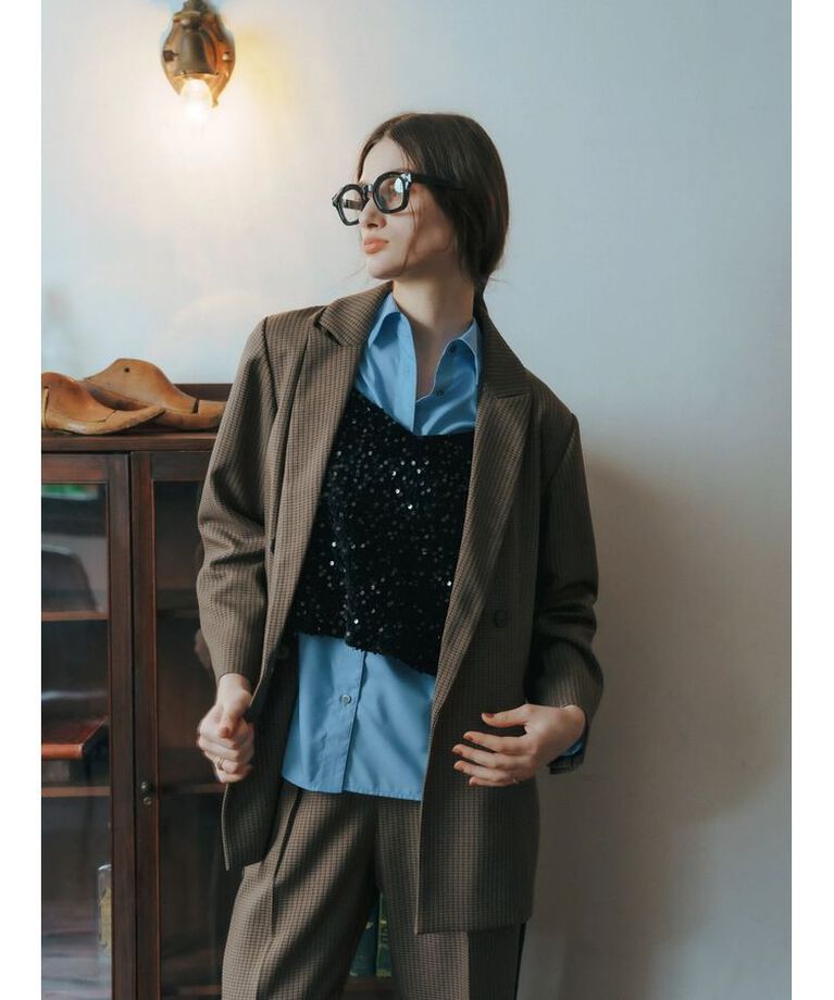 YECCA VECCA「【CLASSY.掲載】チェック柄ロングジャケット」|テーラードジャケット|