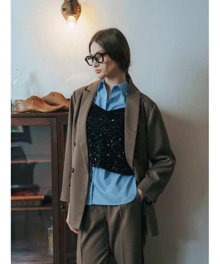 YECCA VECCA「【CLASSY.掲載】チェック柄ロングジャケット」|テーラードジャケット|