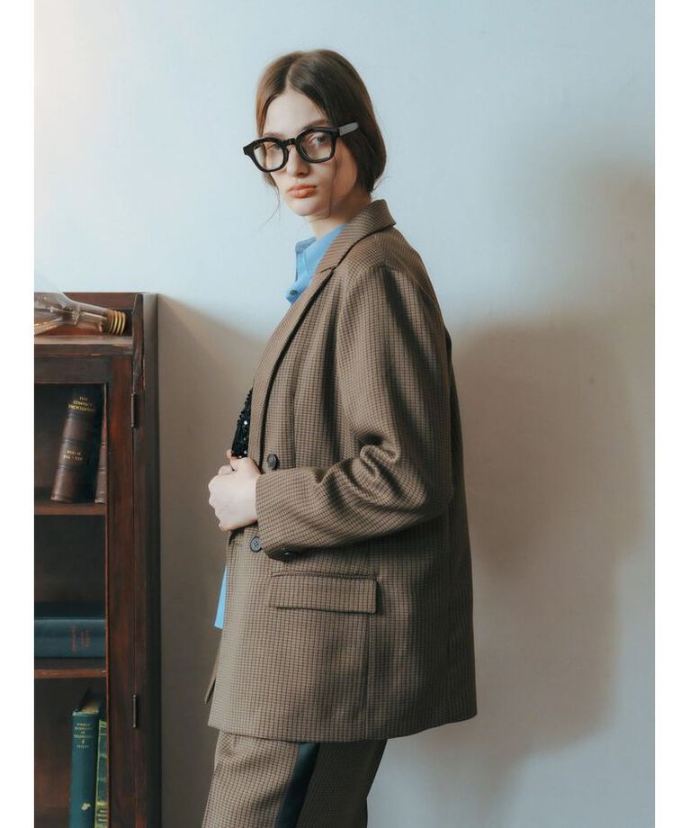 YECCA VECCA「【CLASSY.掲載】チェック柄ロングジャケット」|テーラードジャケット|
