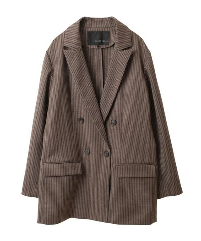 YECCA VECCA「【CLASSY.掲載】チェック柄ロングジャケット」|テーラードジャケット|
