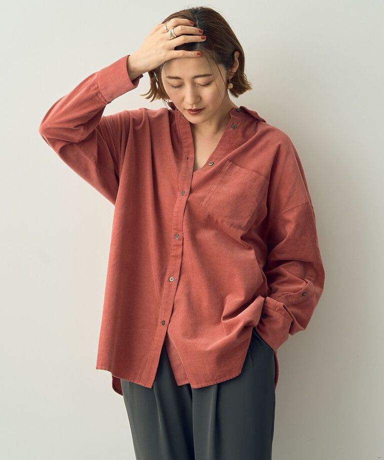 YECCA VECCA「コーデュロイバック釦デザインシャツ」|シャツ・ブラウス|