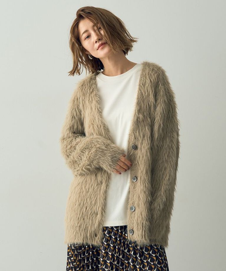 YECCA VECCA「シャギーロングカーディガン」|カーディガン|Beige
