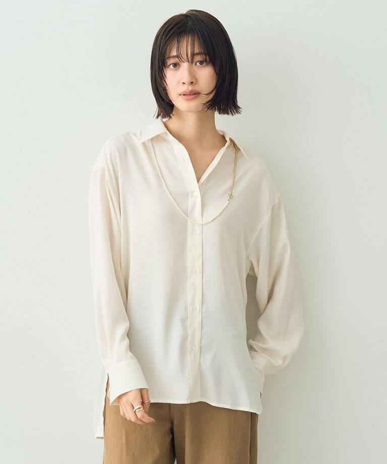 YECCA VECCA「ヴィンテージサテンシャツ」|シャツ・ブラウス|Ivory