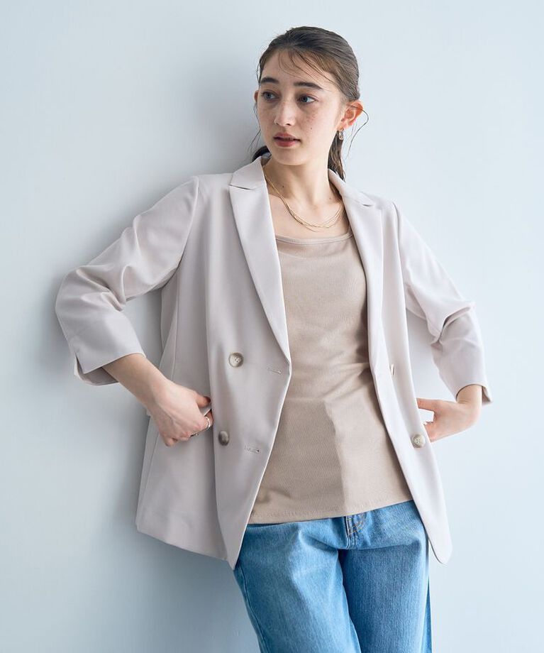 YECCA VECCA「ダブルブレストジャケット」|テーラードジャケット|Gray Beige