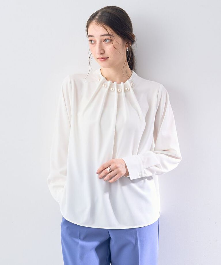 YECCA VECCA「パールタックブラウス」|シャツ・ブラウス|Off White