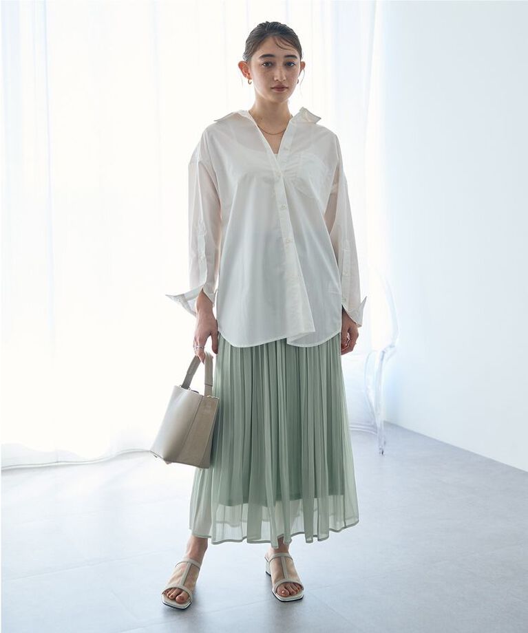 YECCA VECCA「シャイニーサテンプリーツスカート」|スカート|
