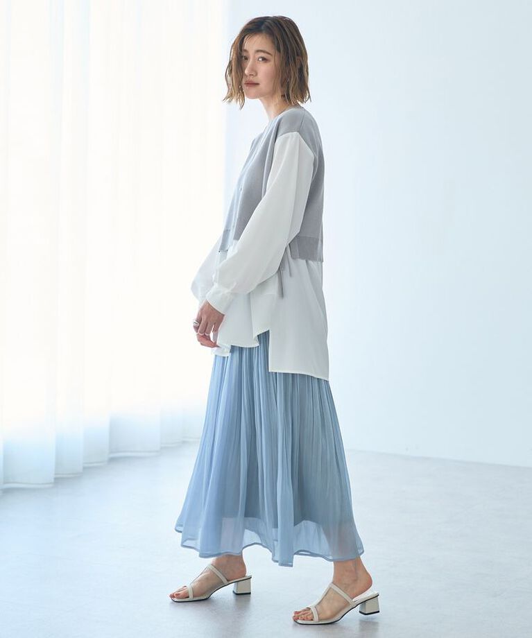 YECCA VECCA「シャイニーサテンプリーツスカート」|スカート|