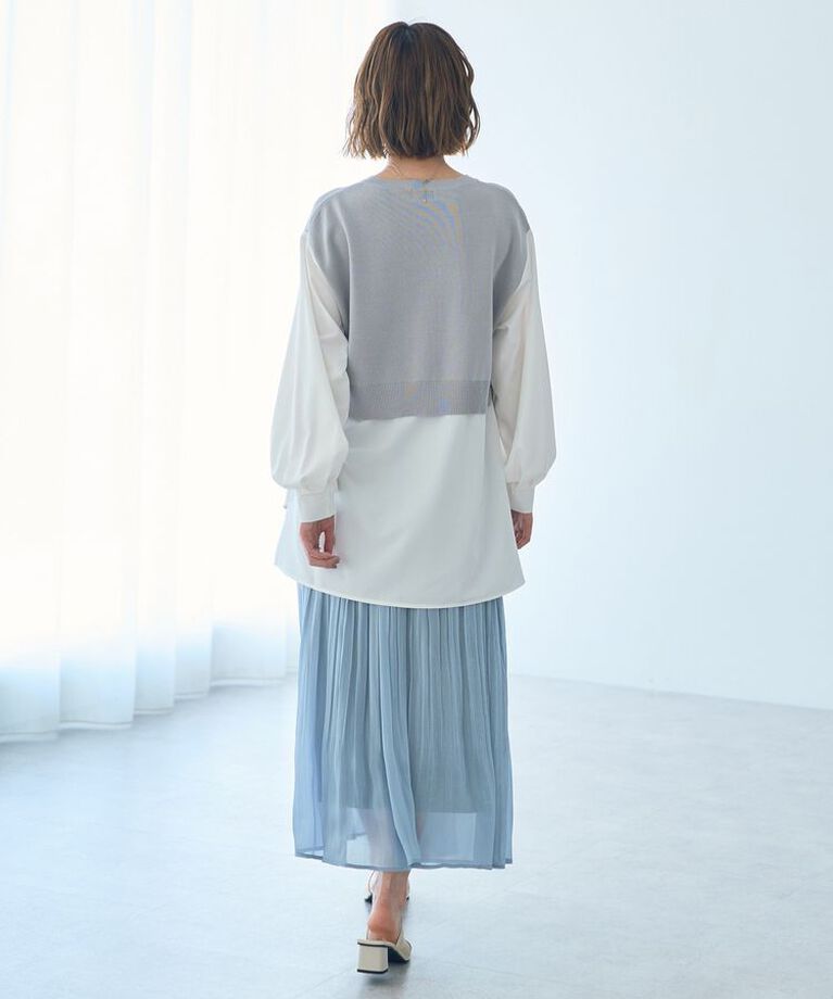 YECCA VECCA「シャイニーサテンプリーツスカート」|スカート|