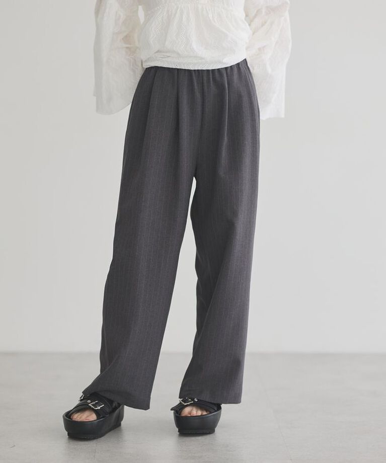 GARAGE OF GOOD CLOTHING「【日本製】ストライプイージータックパンツ」|その他|Charcoal Gray