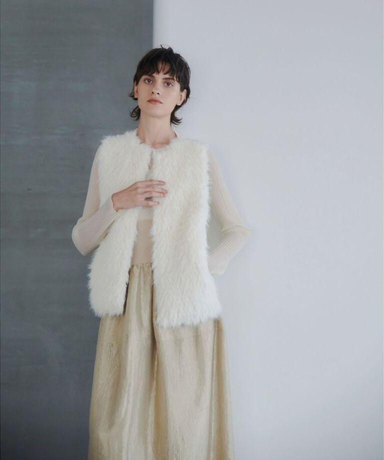 allureville「ジャガードフェイクファーコンビニットジレ」|ベスト・ジレ|