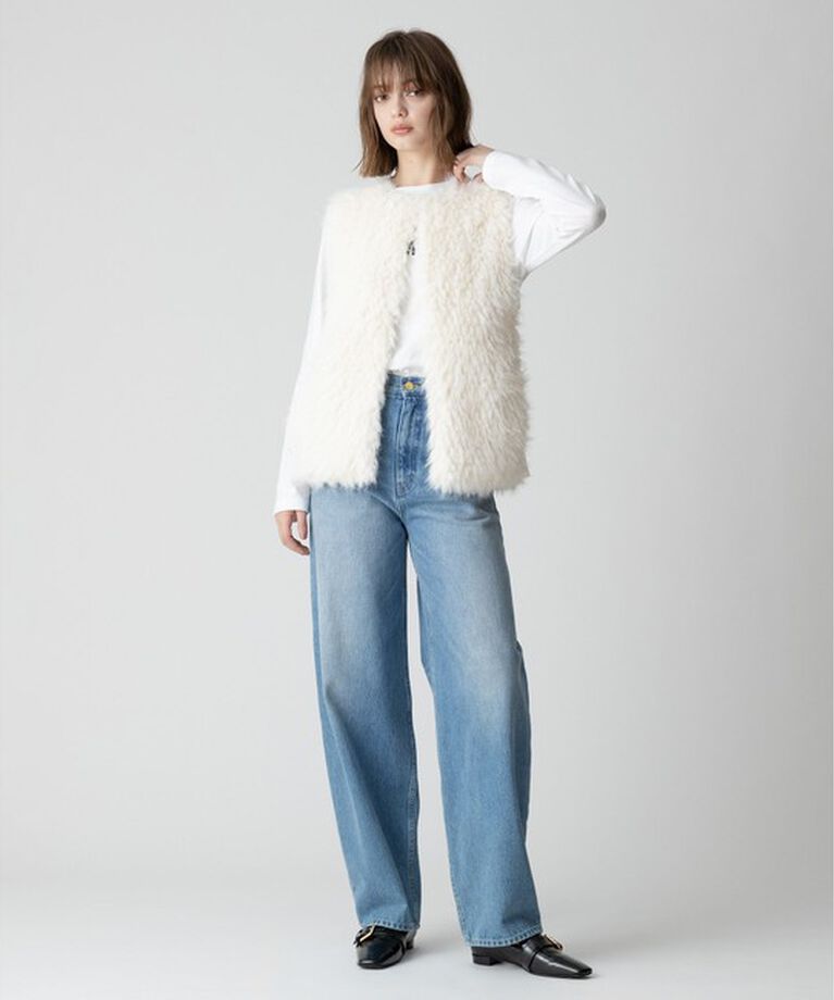 allureville「ジャガードフェイクファーコンビニットジレ」|ベスト・ジレ|