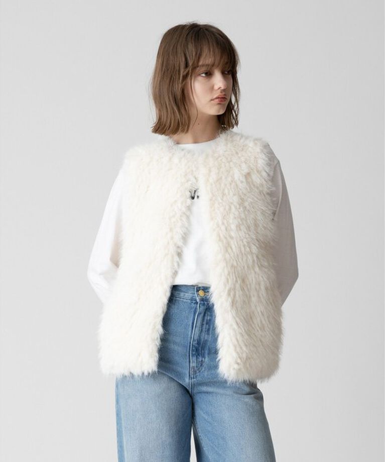 allureville「ジャガードフェイクファーコンビニットジレ」|ベスト・ジレ|