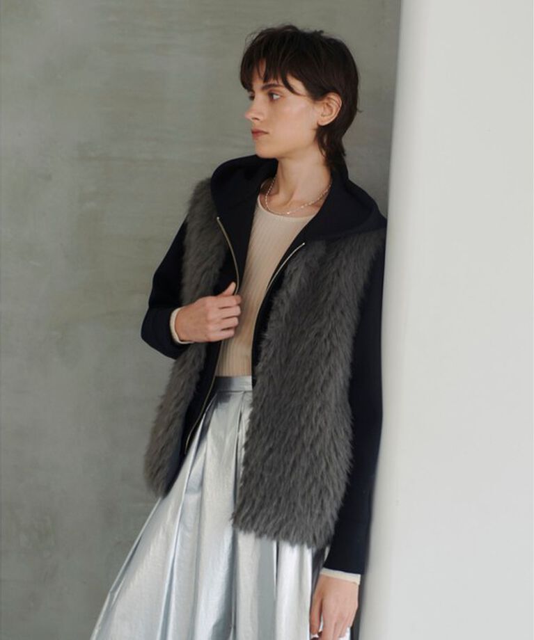 allureville「ジャガードフェイクファーコンビニットジレ」|ベスト・ジレ|