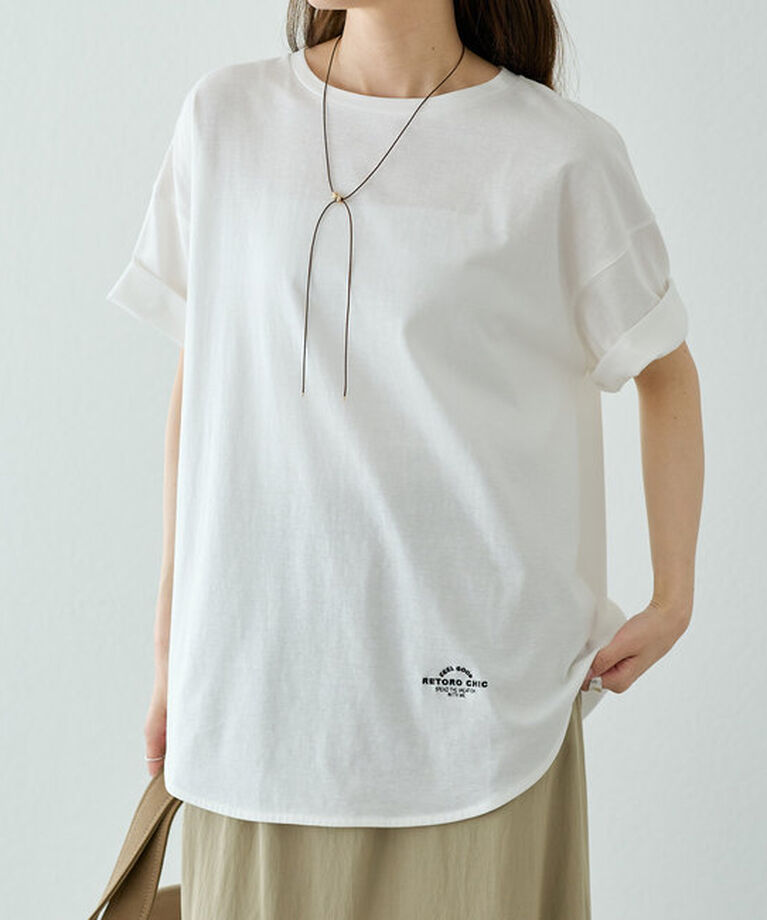  「【汗シミ防止】ワンポイントロゴTシャツ」|プルオーバー|オフホワイト