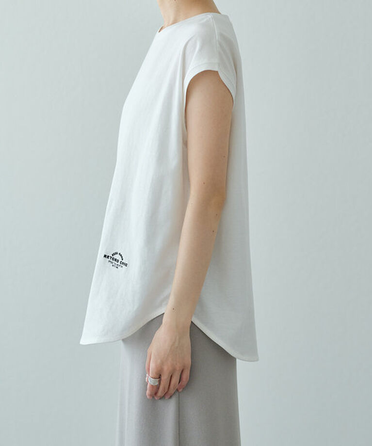  「【汗シミ防止】ワンポイントロゴフレンチスリーブTシャツ」|プルオーバー|